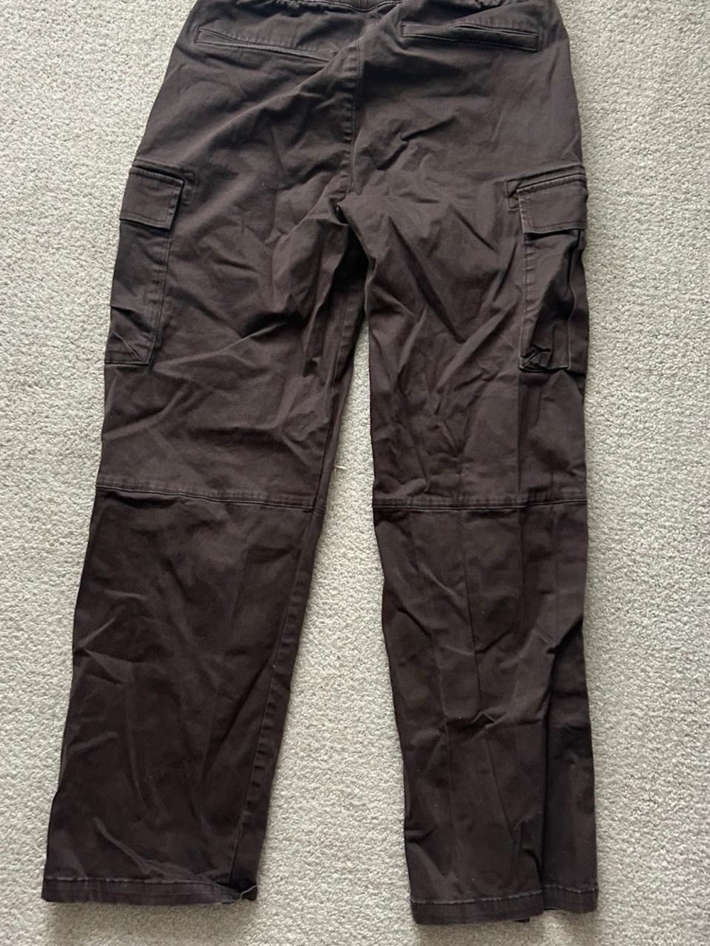Brown cargo pants with adjustable waist